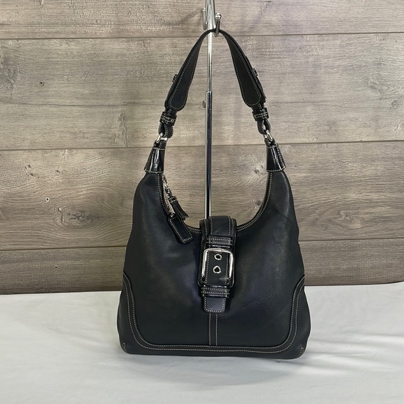 Coach Handbags - Coach Shoulder 7463 Hamilton Black Leather Hobo Bag